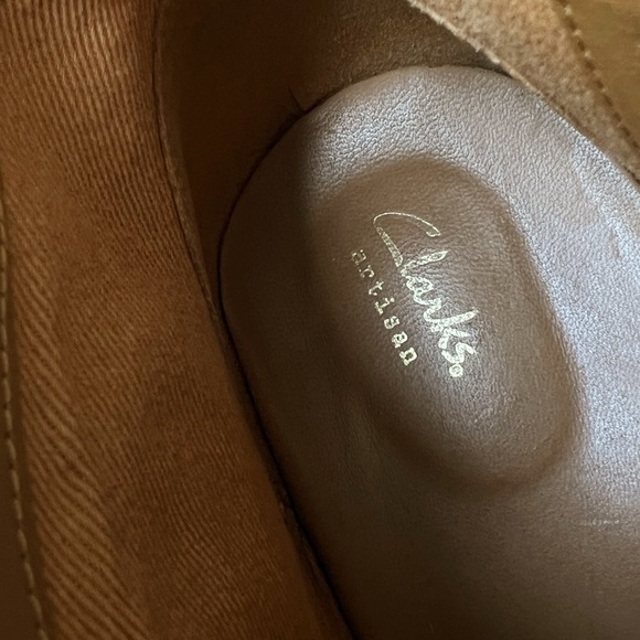 Clarks Maypearl Lilac Cognac Brown Leather Camel Ankle Boots Bootie Size 9.5 - Picture 14 of 16